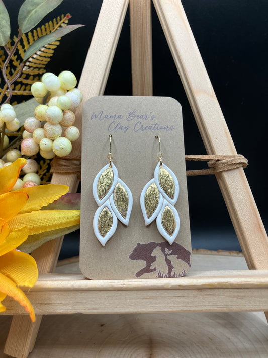 Falling Inlay Leaves - White/Gold