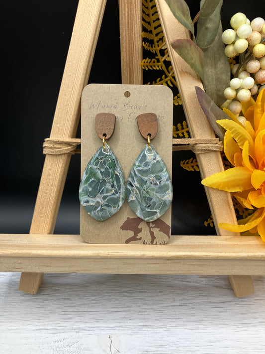 Green Marble Oversize Teardrop