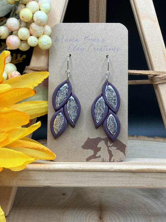 Falling Inlay Leaves - Purple/Silver