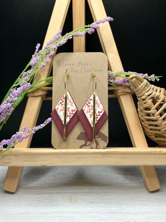 Double Diamonds - Spring Blossoms Burgundy