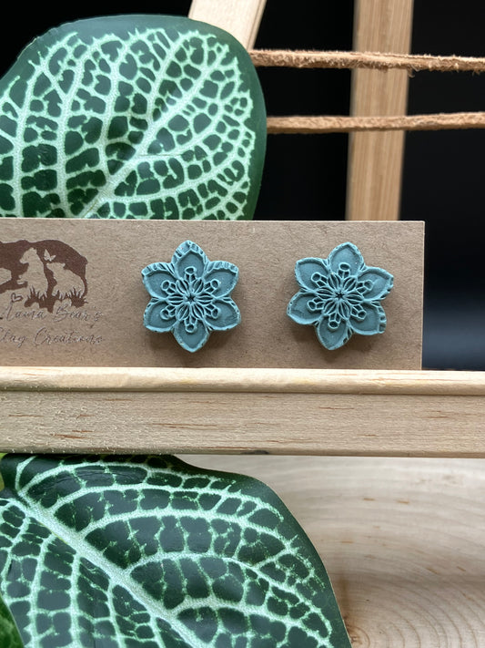 Pale Teal Mandala Stud