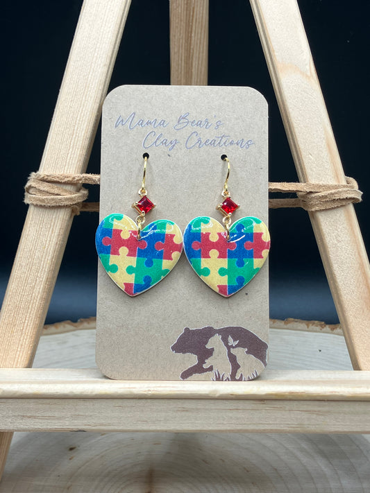 Autism Awareness Hearts - red cz