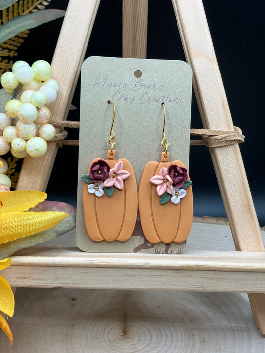 Floral Tall Pumpkins - Smooth