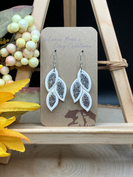 Falling Inlay Leaves - White/Silver