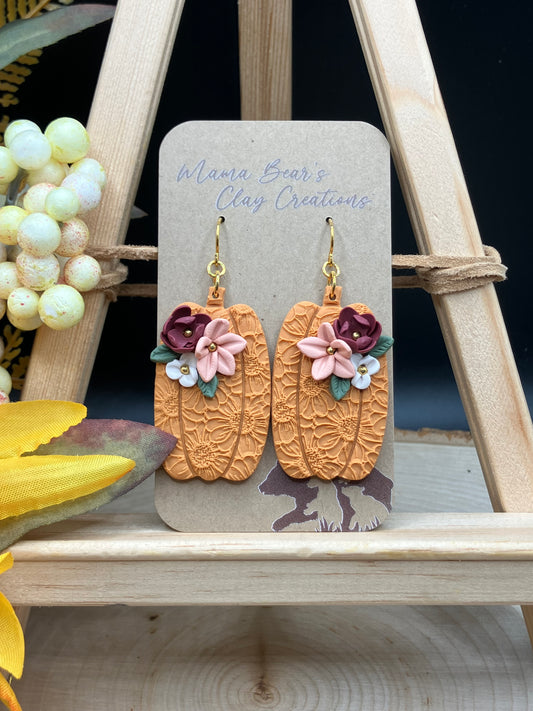 Floral Tall Pumpkins - Textured