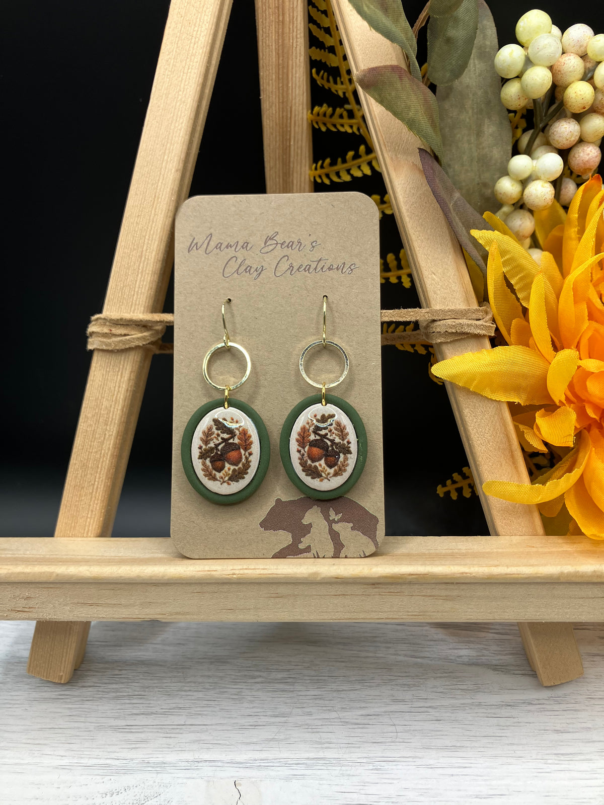 Fall Inlay Style - Acorns in Green