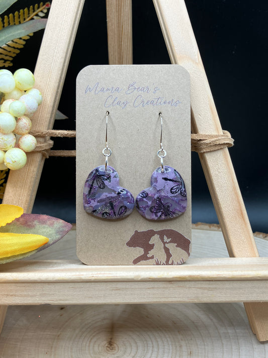 Purple Marble Dragonfly - Hearts