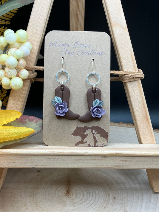 Chocolate Cowboy Boot - Silver/Lilac