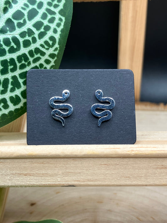 Snake Stud - Silver Tone