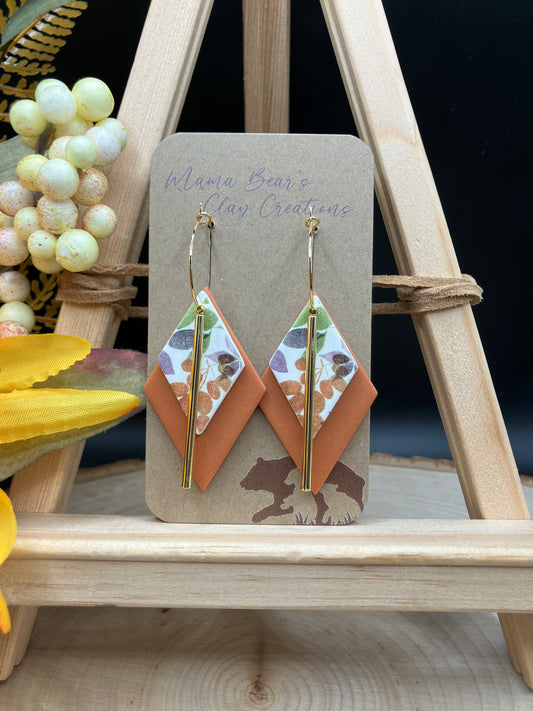 Double Diamonds - Fall Foliage (burnt orange/gold)