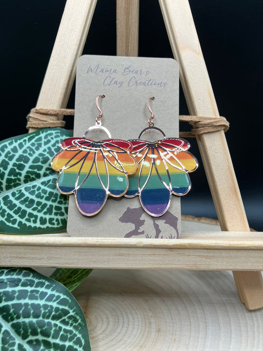 Rainbow Floral Dangle - Copper
