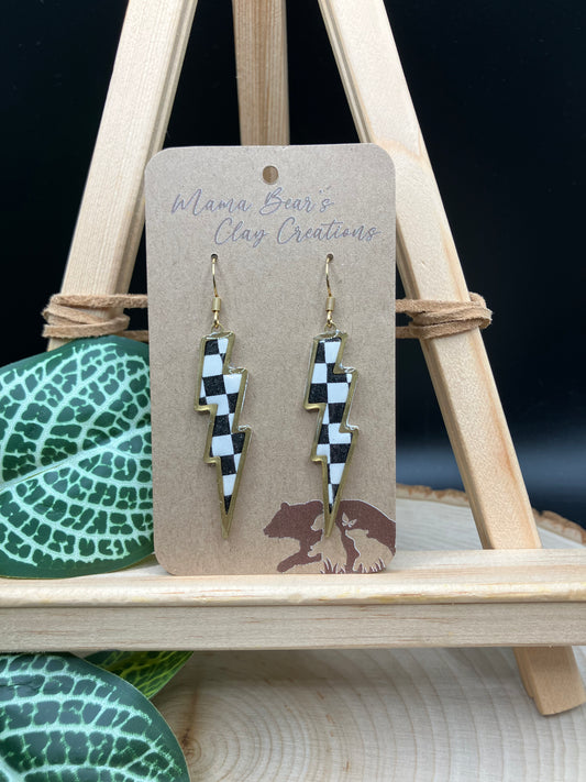 Checkered Lightning Bolt Dangle